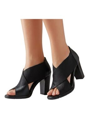 Chunky High Heel Leather Womens Shoes, Hispanitas, Spain, sz 39 NWOTS